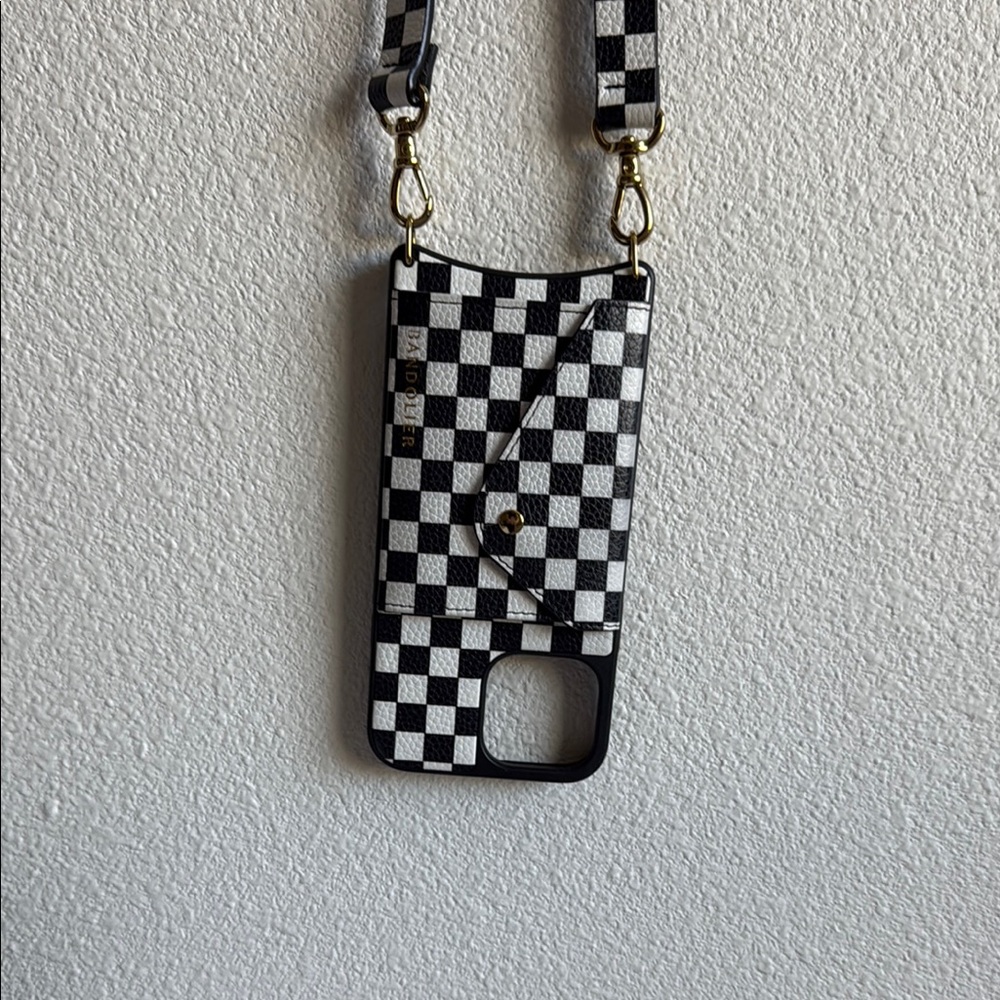 Bandolier Black and White Checkered Phone Wallet